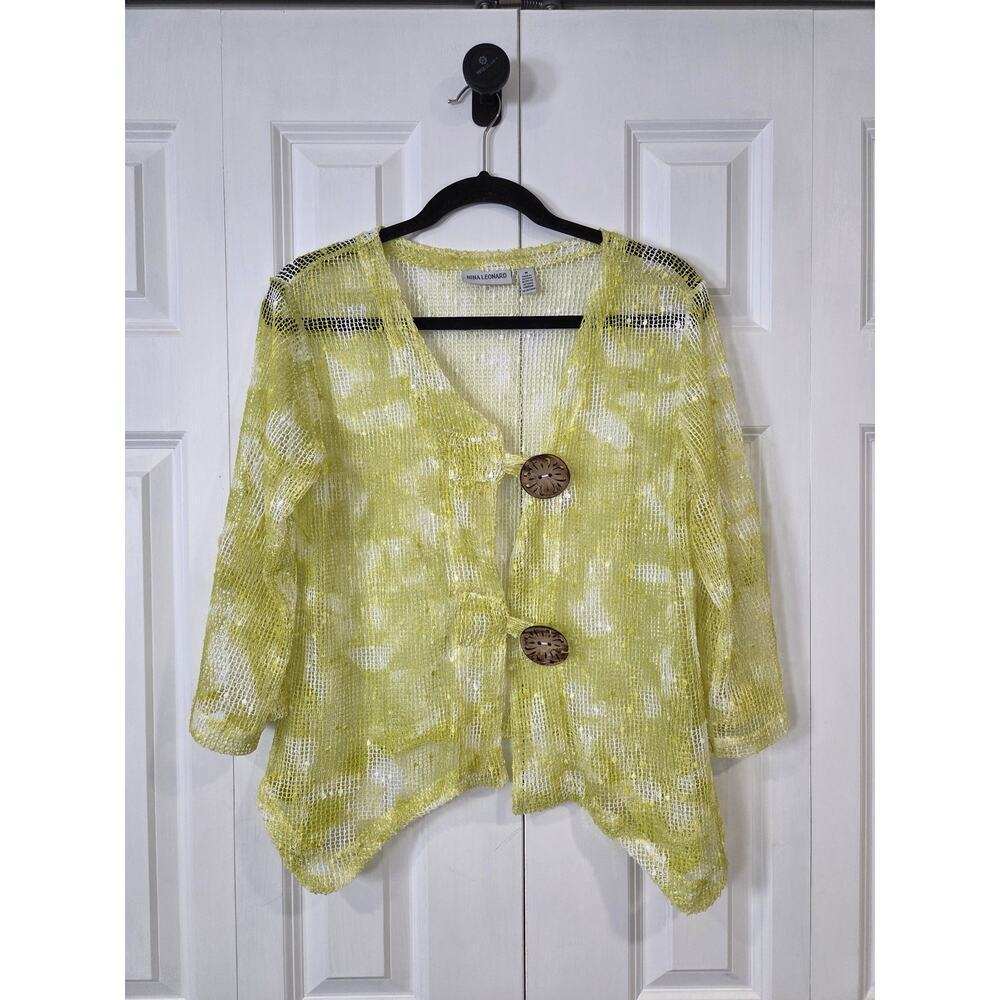 NINA LEONARD Coconut Button Knit Bolero Jacket M